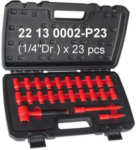 (1/4"Dr.) x 23pcs 1000V Insulated 6 pt. <b>Socket</b> Set, With VDE - Product Image 2