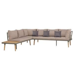 Ensemble de canapés de jardin 4 pièces en bois d'acacia massif marron et gris, en acier et polyester - Product Image 2