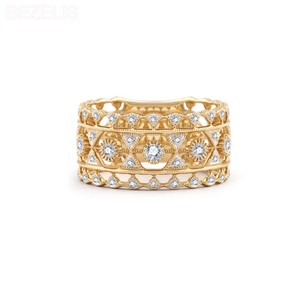 Anillo de Boda Vintage de Plata con Filigrana Intrincada y Diamantes de Laboratorio, Diseño Geométrico Calado, Joyería Fina, Regalo - Product Image 1