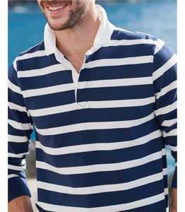 เสื้อโปโลผู้ชาย OEM แขนยาว สวมใส่สบาย สไตล์รักบี้ สองสี คุณภาพดีที่สุด เสื้อรักบี้ ผ้าฝ้าย 50% / โพลีเอสเตอร์ 50% 220 GSM - Product Image 3