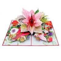 Viet-craft - Linterna Floral Navideña 3D, Tarjeta de Felicitación de Papel Hecha a Mano, Impresión Offset, Regalo de Bendición Festiva, Ramo de Flores
