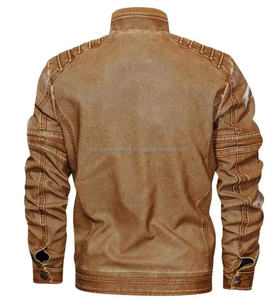Veste de moto en cuir pour homme, coupe-vent, avec poches zippées, style racing - Product Image 2