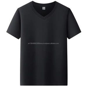 T-shirt à col en V 100% coton personnalisé par les fabricants pour hommes 210G 3XL Uni Épaule tombante Poids lourd Coupe ample T-shirt vierge - Product Image 2