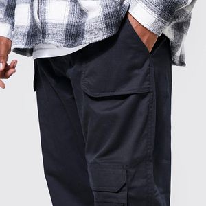 Pantalons de jogging personnalisés avec poches latérales pour hommes, pantalons à jambes larges pour hommes, pantalons en toile 100% coton, pantalons cargo amples pour hommes - Product Image 3