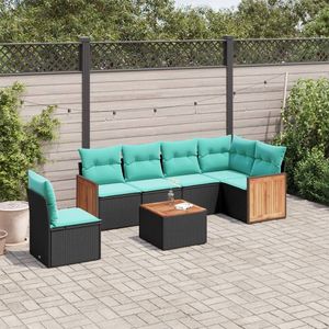 Set Divano da Esterno Moderno in Polyrattan Nero a 7 Posti con Cuscini - Arredamento da Giardino dal Design Contemporaneo - Product Image 3