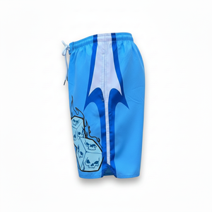 Short de bain décontracté pour homme, à séchage rapide, avec cordon de serrage, imprimé crâne bleu - Product Image 3