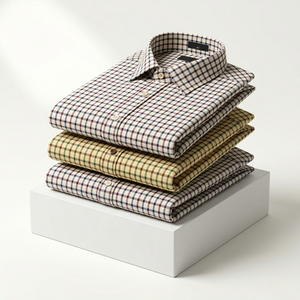 Chemise habillée pour homme 100 % coton à motif pied-de-poule, manches longues, tenue de bureau formelle, fabricant OEM - Product Image 2