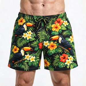 Men Blue Clownfish <b>Pattern</b> Quick Dry <b>Knitted</b> Swim Trunks Elastic Waist Casual Shorts - Product Image 6