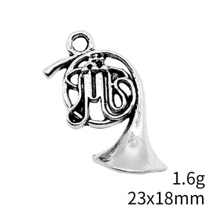 Breloque Corne Française 23x18mm en Alliage de Zinc Argent Vieilli pour Cadeaux d'Enseignants de Musique - Product Image 3