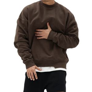 Sweat-shirt surdimensionné à col rond pour homme, couleur unie, style minimaliste, pull en polaire, coupe régulière, blanc, gris, pour l'automne - Product Image 3