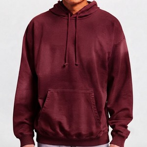 Sudadera con Capucha para Hombre, Estilo Vintage, Lavado, Oversize, de Algodón Grueso con Forro Polar, Bolsillo Canguro, Corte Relajado, Moda Urbana Casual - Product Image 1