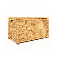 Panier de rangement pliable en jacinthe d'eau tressé à la main, style vintage, avec couvercle, vente en gros du Vietnam