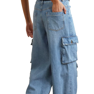 Women <b>Stretch</b> <b>Cargo</b> <b>Pants</b> 100% Polyester High Waist Breathable Stonewashed Loose Fit Casual OEMODM Wholesale Supplier Factory - Product Image 2