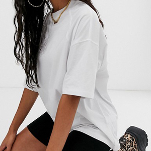 <b>Women's</b> Oversized <b>White</b> Cotton <b>T</b>-<b>Shirt</b> Crew Neck Short <b>Sleeve</b> Loose Fit Jersey Fabric All Seasons Breathable Solid Color - Product Image 1