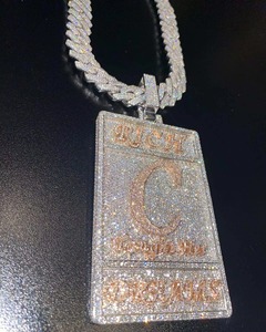 Rectangular Luxury Certified <b>Pendant</b> 925 Silver <b>Solid</b> <b>Gold</b> Plated Moissanite Hip Hop Fully Iced Two Tone Custom Name <b>Pendant</b> - Product Image 6