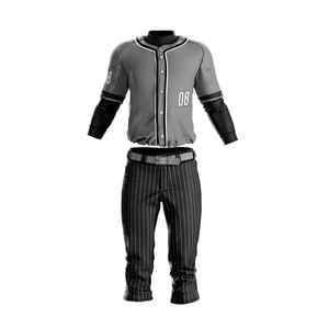 Conjunto de camiseta de béisbol personalizada para hombre, color gris, negro, manga tres cuartos, número bordado 08, ajuste regular, para todas las estaciones, talla para adultos - Product Image 1
