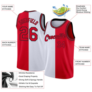Professional Design Custom <b>Red</b> White Basketball Jersey Tank Top Sublimated Print Breathable Mesh Unisex Adult Team Name Oem - Product Image 3