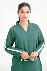 Ensemble de Blouse et Pantalon Médical Unisexe EVER GLOW Bleu Marine à Manches Courtes, Uniforme Hospitalier en Coton Tissé et Spandex avec Détection d'Aiguilles - Product Image 6