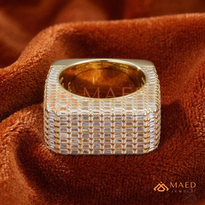 18K Gold Plated Baguette Stone Square <b>Ring</b> | <b>Iced</b> Out Geometric Signet Band | Hip Hop Fashion Jewellery for Men & Women - Product Image 3