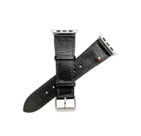 Bracelet en cuir italien de luxe Castello fait main de haute qualité pour Apple Watch, logo embossé, imprimé lézard, 42/44/45/49 mm, pour homme