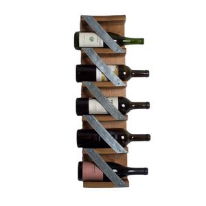 Porte-bouteilles mural industriel moderne en bois avec supports métalliques pour 5 bouteilles, prix raisonnable - Product Image 1