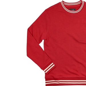 Sweat-shirt rouge à col rond pour femme, coupe classique, tricoté, couleur unie, décontracté, automne, 100% coton, logo lettre sur la manche gauche - Product Image 4