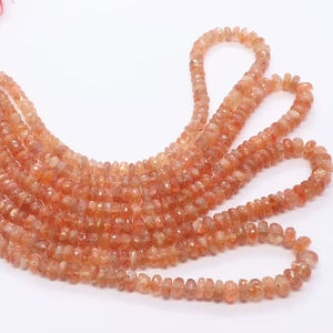 Perles de pierre de soleil naturelle facettées en forme de rondelle, 6 à 7,5 mm, perles de pierre de soleil d'Oregon pour la création de bijoux - Product Image 1