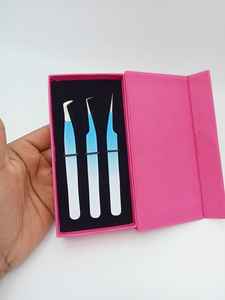 Ensemble professionnel de 3 pinces à cils en acier inoxydable avec miroir en forme de cœur, pointe inclinée de précision, fabricant OEM - Product Image 6