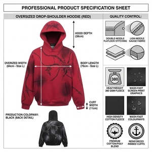 Sudadera con Capucha Estampada Personalizada, Estilo Vintage con Lavado Ácido, Oversize, de Forro Polar, Algodón Pesado, Hombros Caídos, Estilo Urbano - Product Image 5