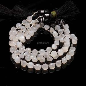 Perles de pierre de lune blanche naturelle facettées en forme d'oignon 7-9MM, perles de pierre de lune facettées en forme de goutte d'eau pour la fabrication de bijoux - Product Image 2
