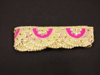 Garniture de sari en soie vintage rose avec broderie dorée bordure en dentelle indienne tissus de lacets en gros pour femmes