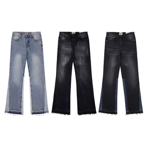 Hot Sale Men's Casual <b>Straight</b>-leg Denim Trousers Light Wash Mid Waist Breathable Woven Stitching - Product Image 1