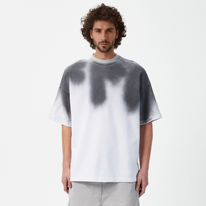 เสื้อยืดโอเวอร์ไซส์ทรงบ็อกซี่สำหรับผู้ชาย สไตล์แฟชั่นสตรีท ผ้าฝ้ายพรีเมียมวินเทจสีเทาและสีขาว ล้างสีแล้ว พิมพ์โลโก้ตามสั่ง - Product Image 6