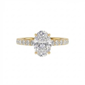 Anillo de Diamantes Ovalado con Halo Oculto - Oro de 9k, 14k y 18k - Product Image 2