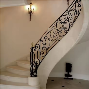 Rampe d'escalier décorative en fer forgé noir, balustre en spirale, main courante, design de garde-corps pour escalier intérieur et balcon - Product Image 4