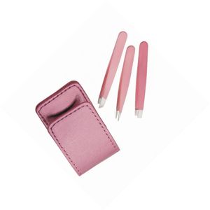 Ensemble de pinces à épiler pour sourcils de qualité supérieure, 3 pièces, couleur rose, pinces à épiler pour sourcils avec revêtement, instruments de beauté - Product Image 4