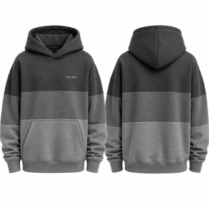 Sweat-shirt à capuche surdimensionné en molleton épais, bicolore gris personnalisé, style streetwear - Product Image 1