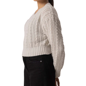 Pull léger en maille côtelée, doux et chaud, à manches longues, col rond, coupe décontractée, style décontracté quotidien, style urbain, hiver, automne - Product Image 3