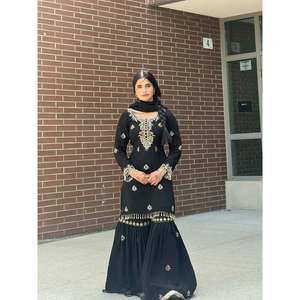 Ensembles de costumes pour femmes de créateur Top-Sharara et Dupatta avec une séquence de broderie lourde - Product Image 2