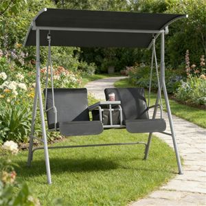 Silla Columpio Gris para Patio Exterior, Jardín o Terraza - Diseño Versátil para Decoración del Hogar - Product Image 1