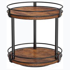 Bandeja giratoria Lazy Susan de madera hecha a mano rústica para mesa de comedor, Mostrador de cocina, organizador de gabinete, exhibición de decoración del hogar - Product Image 1