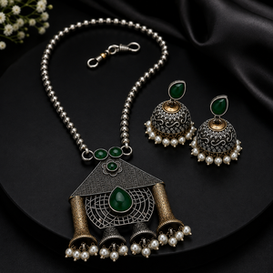 ARTS JEWELS Conjunto de Collar y Pendientes de Latón Chapado en Oro para Mujer, con Engaste de Bisel y Ónix, Estilo Bohemia, Joyería para Bodas y Fiestas - Product Image 5