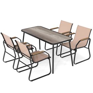 ชุดรับประทานอาหารกลางแจ้ง 5 ชิ้น พร้อมโต๊ะสี่เหลี่ยมและเก้าอี้ผ้า - Product Image 1