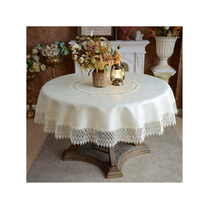Nappe de 4 pieds inspirée de la ferme bleu blanc 100% coton broderie salle à manger décontractée séchage rapide lavable en Machine caractéristique jetable - Product Image 3