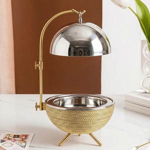Luxury Dual Tone <b>Buffet</b> Food <b>Warmer</b> With Hanging Lid Stainless Steel Catering Chafing Dish For Hotel Use - Product Image 2