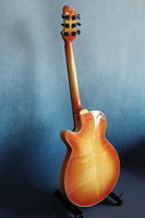 Guitare électrique Jazz Archtop faite à la main de 16 pouces, corps creux à 6 cordes, YUNZHI 2A, corps en érable massif flammé, ébène professionnel brillant