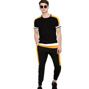 Camiseta de Manga Corta para Hombre, Color Negro y Amarillo, Cuello Redondo, Transpirable, Informal, Deportiva, para Verano - Product Image 1