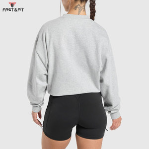 Custom Women's Breathable Streetwear Embroidered Crewneck Sweatshirts Loose Fit Long Sleeve Pullover - Product Image 2