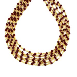 Chaîne de chapelet en grenat hydrofugé, perles rondes facettées de 3 mm, chaîne enroulée de fil plaqué or pour la fabrication de bijoux - Product Image 4