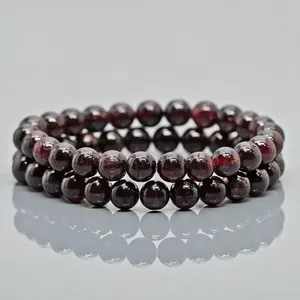 Natural Garnet 8mm Smooth Round AA Grade Gemstone Beads <b>Stretch</b> <b>Bracelet</b> Healing Jewelry Wholesale - Product Image 5